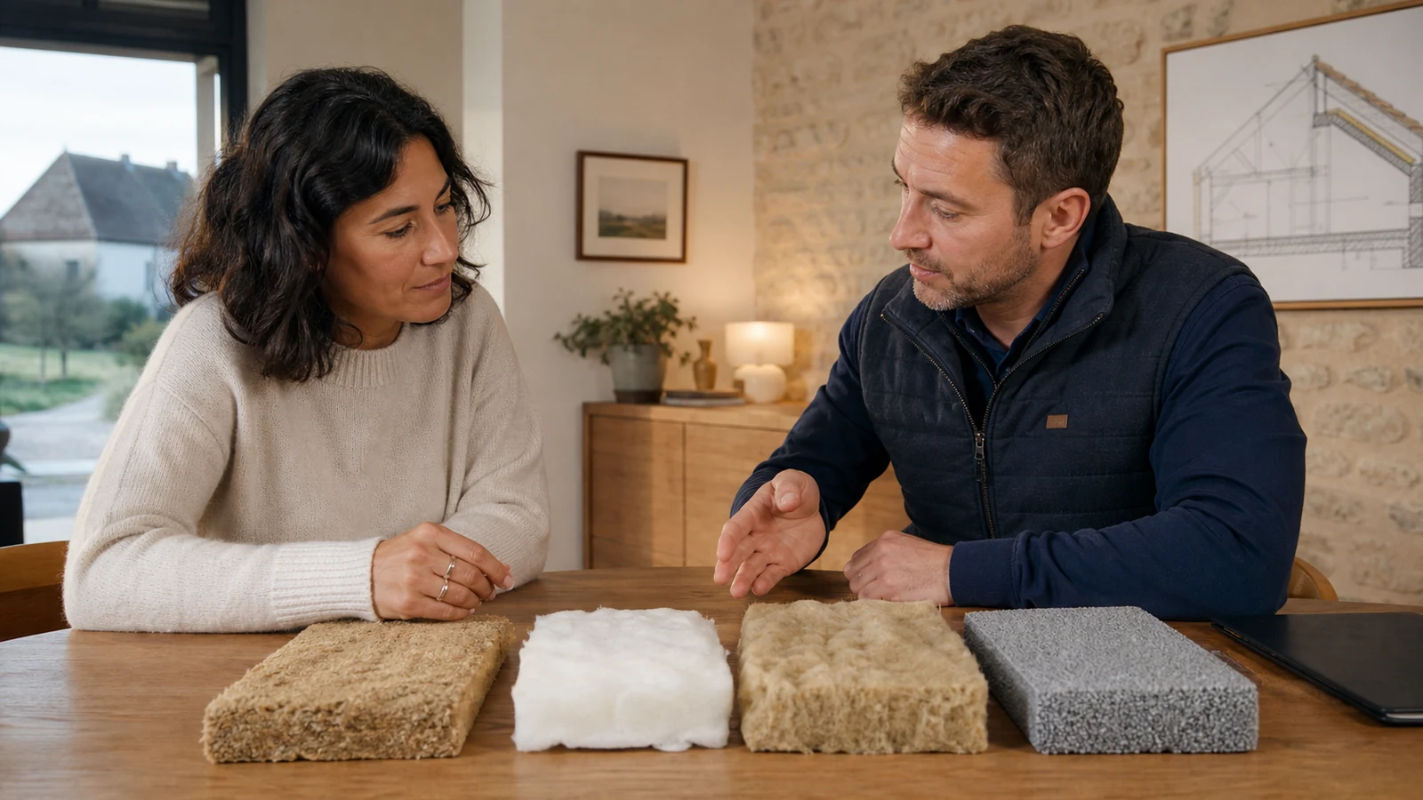 Échange autour d’échantillons isolants pour un projet de combles à Laon